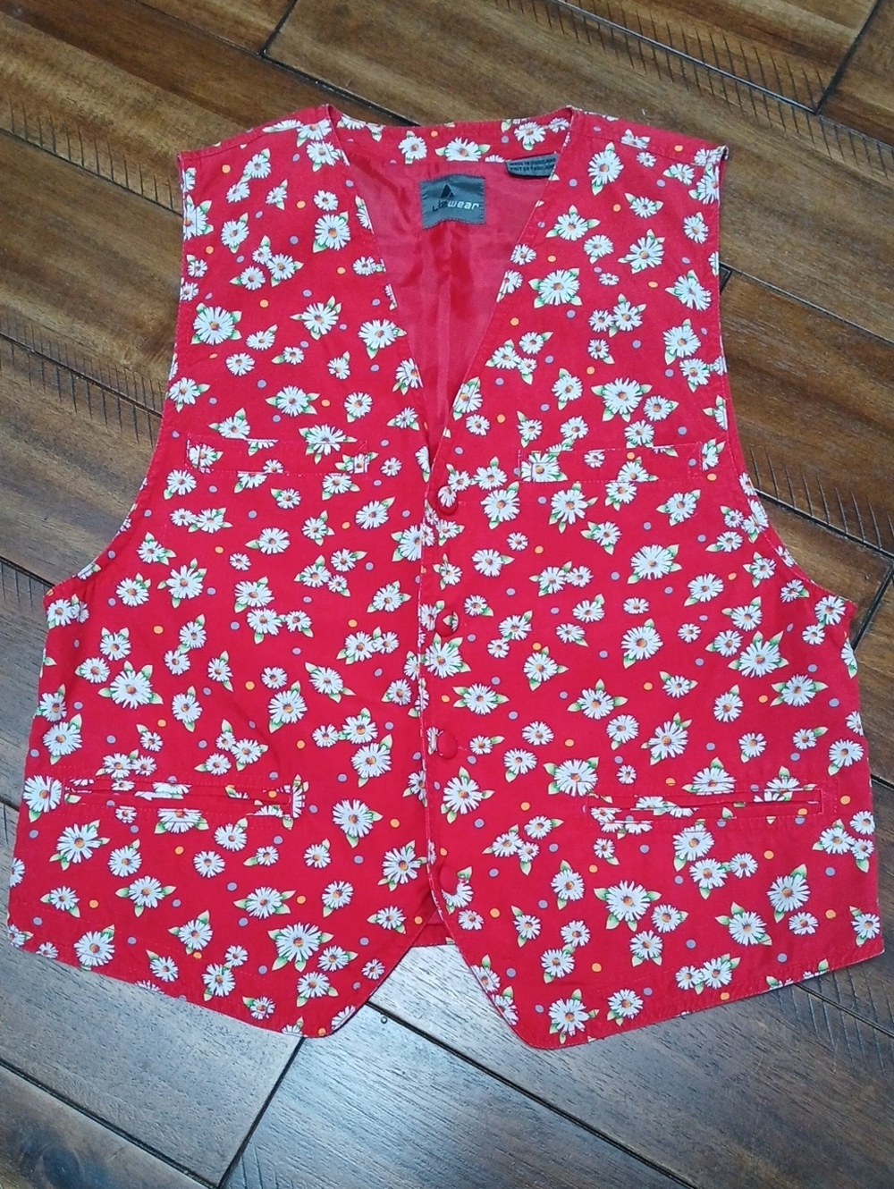 Floral Red Daisy Vest